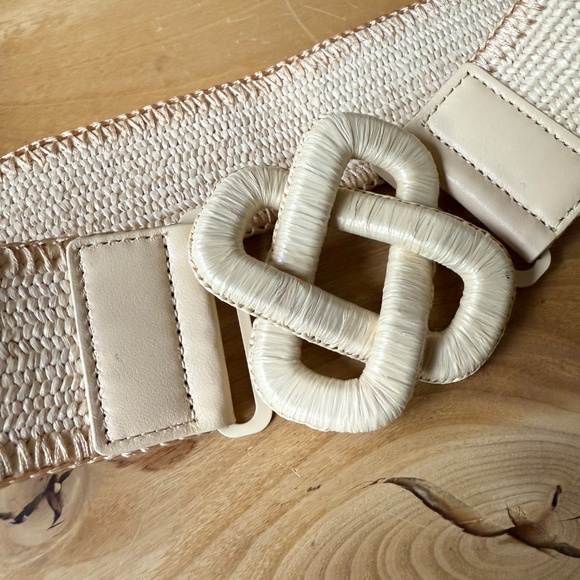 J MCLAUGHLIN VIDA BELT GRASSCLOTH STRETCHY NATURAL NEUTRAL VERSATILE NEW M/L - Picture 3 of 8